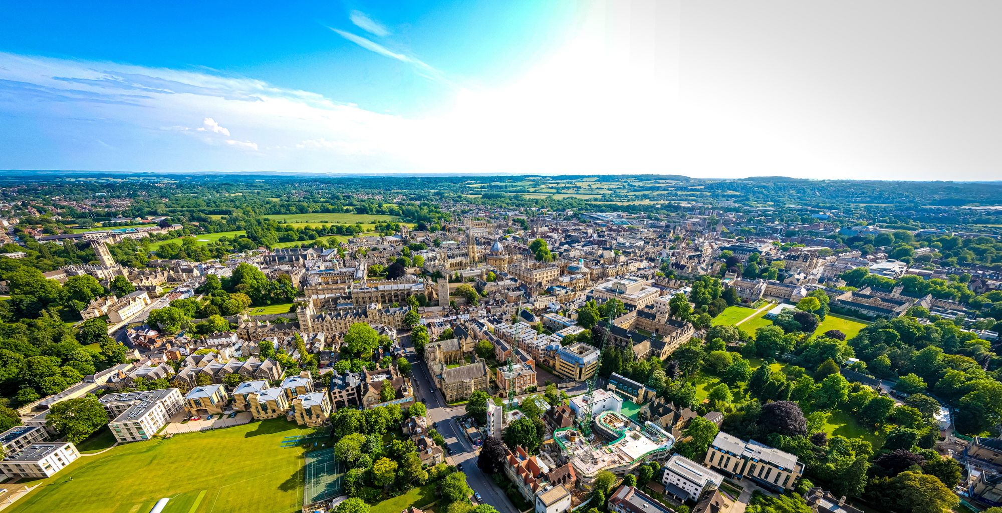 Panoramic aerial view of Oxford skyline